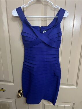 Sherri Hill Royal Blue Sleeveless Bandage Mini Dress